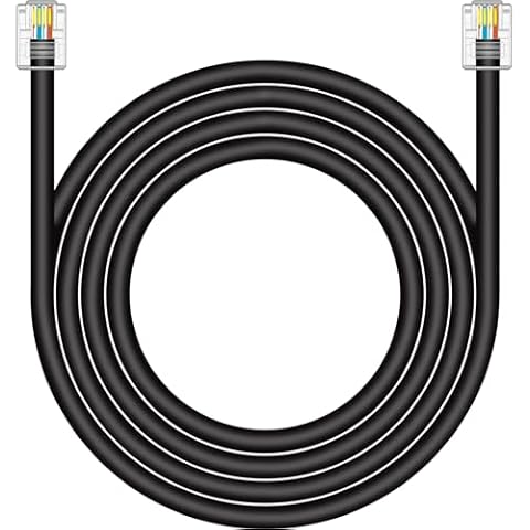 NECABLES CAT5 / CAT5e RJ11 Data Cable DSL Cable 25ft High-Speed DSL Modem Cable Twisted Wire UTP RJ11 6P4C Male to Male Black - 25 Feet Cover