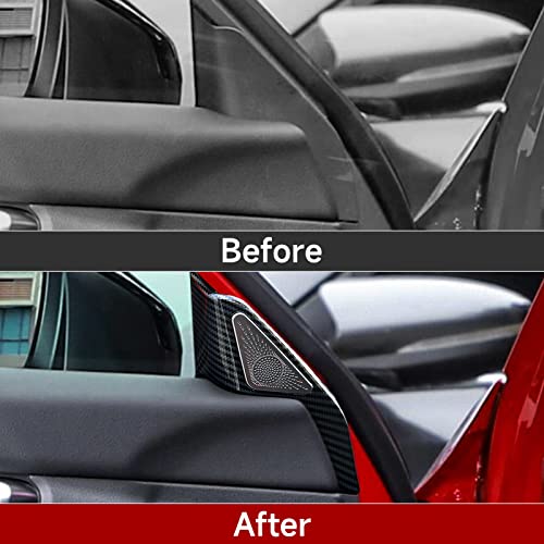 Image of Car Front Triangle Speaker Cover Decals for 2022 2023 2024 2025 2026 Honda Civic 11th Gen Accessories ABS Carbon Fiber Interior Stickers