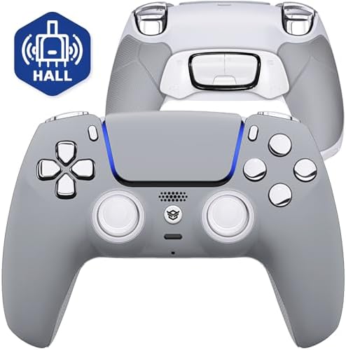 HEXGAMING ULTIMATE Hall Effect Wireless Controller Compatible with ps5-4 Back Buttons, Mouse-Click Hair Triggers, Interchangeable Thumbsticks - New Hope Gray