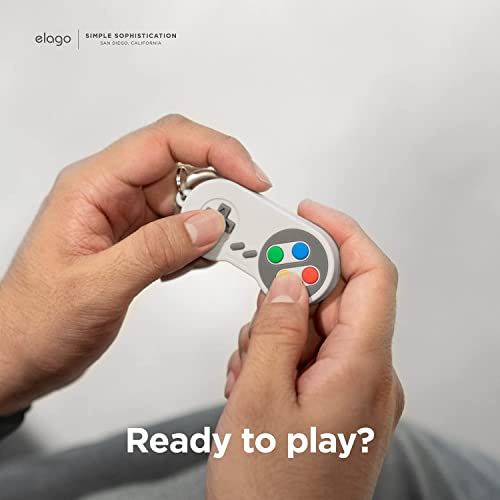 Elago W5 Case Keychain Compatible With Apple Airtags - Drop Protection, Carabiner Key Ring, Classic Handheld Gaming Console Design (Track Dogs, Keys, Backpacks, Purses) Tracking Device Not Included #TOP3