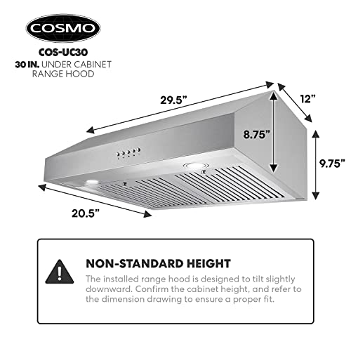 Cosmo UC30 30 inch Under Range Hood Ductless Convertible Duct