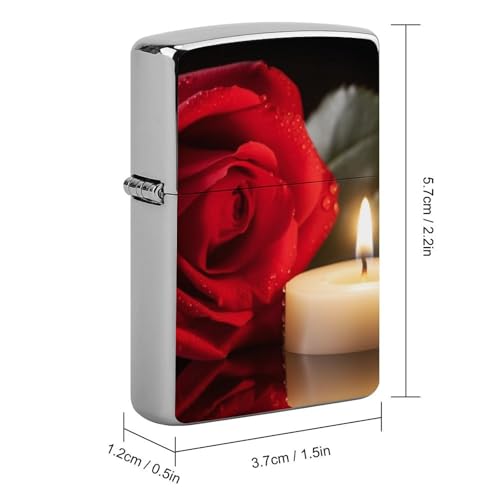 Étui à briquet Candlev rose rouge avec coque métal durable - 3