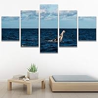 SIGNWIN 5 Panel Canvas Wall Art Colorful Fish Group Marine Life Multicolor Nautical Photography Realism Ultra for Home Decorations Ready to Hang - 60