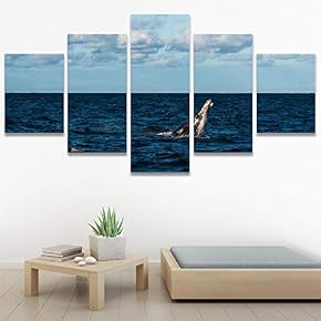 SIGNWIN 5 Panel Canvas Wall Art Colorful Fish...