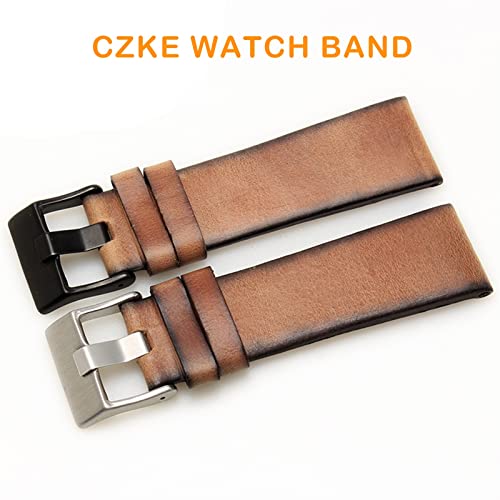 Bracelet montre cuir marron or 22mm sangle vintage souple et résistante pour grand boîtier