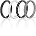 ThunderFit Womens Triangle Diamond Stackable Rings 4 Pack Thin Silicone Wedding Rings (Black, Black Glitter, Grey, White, 6.5-7 (17.3mm))