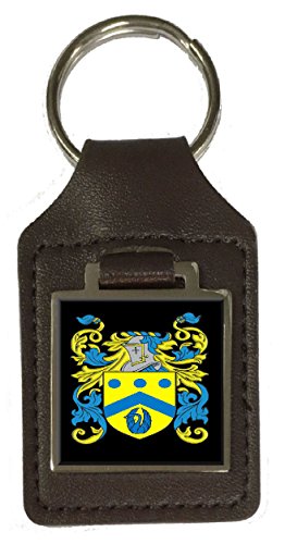 Porte-clés en cuir marron Potter : le cadeau idéal avec blason de famille gravé