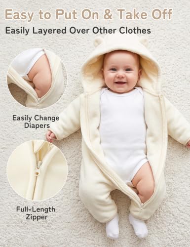 Babymine Newborn Gender Neutral Baby Clothes 0-3 Months Onesie Beige White - image 7