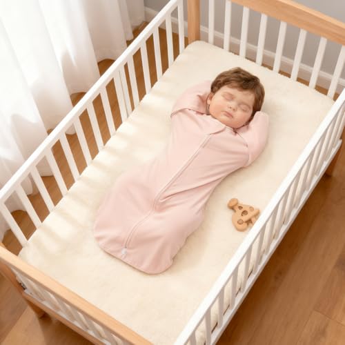 Image of MEXXI Baby Transitional Swaddle, 2 Pack Sleep Sack With Arms Up, 0.5 TOG