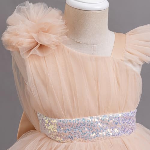 AWIBMK Flower Girls Sequin Ruffle Tulle Dress Kids Toddler Wedding Princess Party Birthday Communion Prom Dresses4