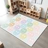 Drydiet 7.5 x 12 ft School Style Pastel Rainbow Smile Crisscross Educational Area Rug for Student Large Multicolor Classroom Blanket Pastel Play Carpet for Teaching Playroom