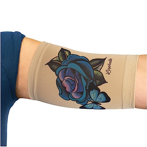 Linphelle Copri Picc in Microfibra - Fascia Copri Picc Braccio in Tessuto Traspirante e di Design, Manicotto Braccio Ideale per PICC, Glucometro, Tatuaggio o Ferite, Rosa Blu, Taglia 3