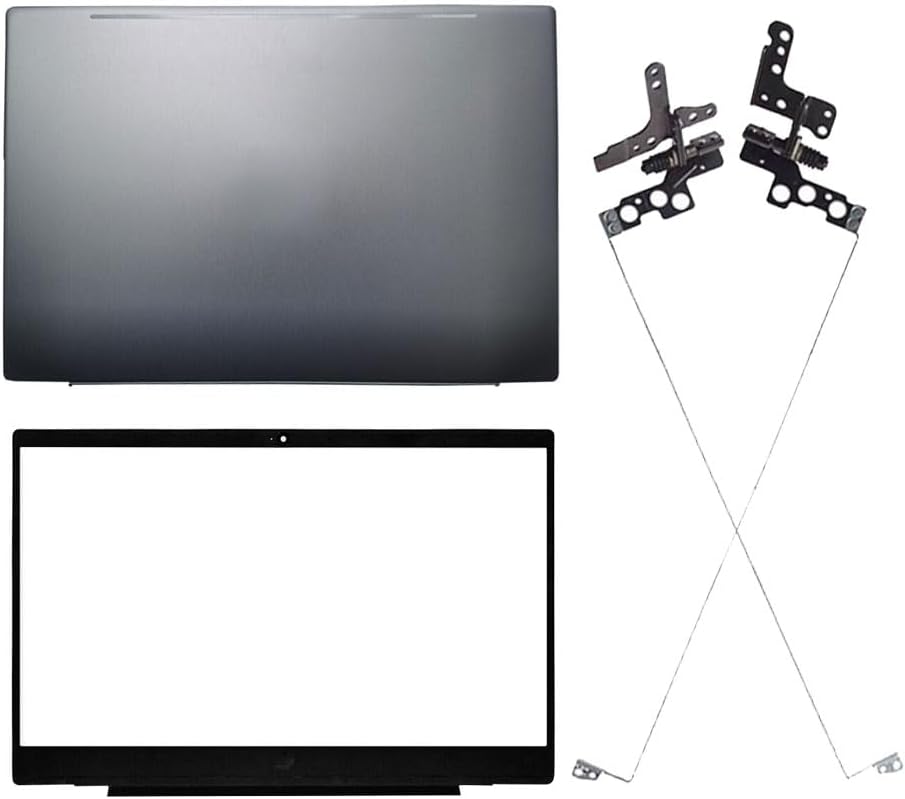 Laptop LCD Top Back Rear (Gray) and Front Bezel Cover Case Compatible for HP Pavilion 15-CW 15-CS 15-CS0025CL 15-CS1053OD TPN-Q208 TPN-Q210 L23879-001 L23909-001 and Hinges