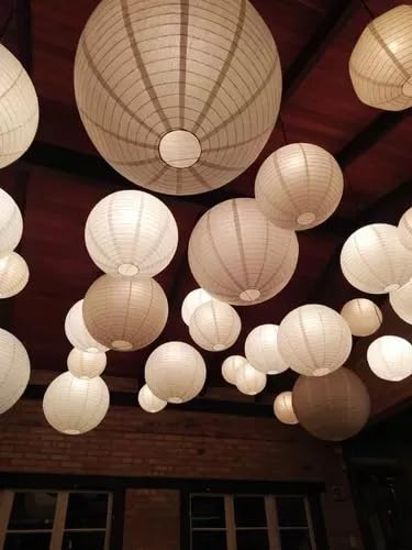Luminária Japonesa Lanterna Decoração Oriental Pendente Papel 60 cm Branca