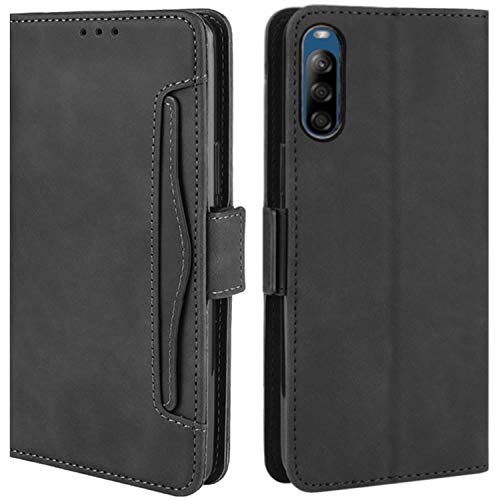 HualuBro Funda para Sony Xperia L4, Funda Libro de Premium PU Cuero con Ranura para Tarjetas y Billetera Flip Cover Magnético Carcasa para Sony Xperia L4 Case, Negro