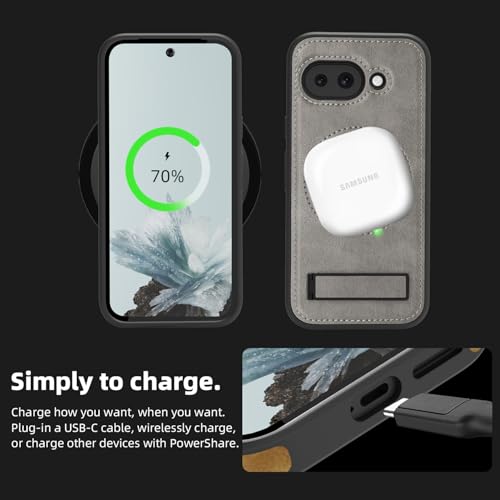 Image of Lunivop for Google Pixel 9a Case Leather [Compatible with Magsafe Wireless Charging] Magnetic Cover Stand Funda para Google Pixel 9a 6.3 '' 5G 2025 Rugged Best Phone Cases Gray