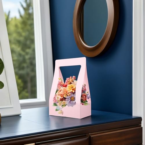 Boîtes à Bouquets de Fleurs Cabilock, la Solution Stable pour Transporter Vos Fleurs en Papier Rose