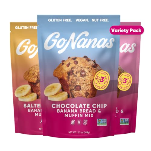 GoNanas Variety Pack Banana Bread &amp; Muffin Mix, Gluten Free, 3 Pack