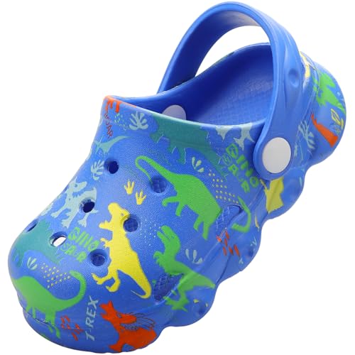 OWIF Toddler Kids Clogs Boys Girls Dinosaur Water Summer Sandals Garden Shoes Outdoor Beach Pool Slippers Blue 8.5-9.5 Toddler