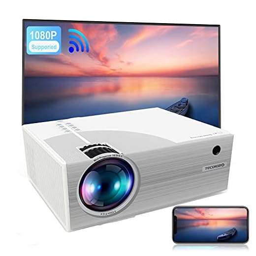 TECDIGBO WiFi proyectores Para películas y juegos(6500 lúmenes, 1080P proyector para movil 55000 horas, compatible con TV Stick, VGA, PS4, HDMI, TF, AV, USB, iOS y Android