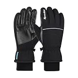 Men's Waterproof Ski Gloves Winter Fleece Lined Mittens Outdoor Windproof Full Finger Gloves (XL, XL
