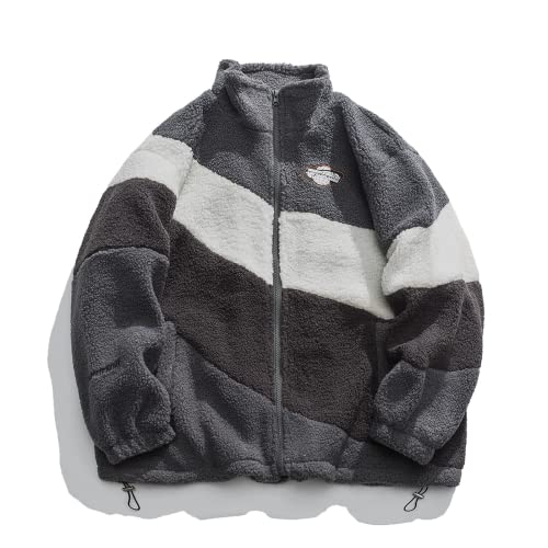 Aelfric Eden Herren-Jacke aus Sherpa-Teddy-Fleece, unisex, Patchwork,...