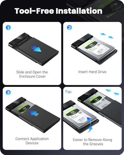 image for POSUGEAR 2.5'' External Hard Drive Enclosure, 6Gbps USB C 3.1 Gen 2 to