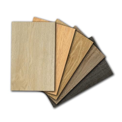 Mysflosy Self-Adhesive Vinyl Flooring Plank Samples Set of 5, Natural Wood Grain Peel and Stick Flooring Waterproof for DIY Installation