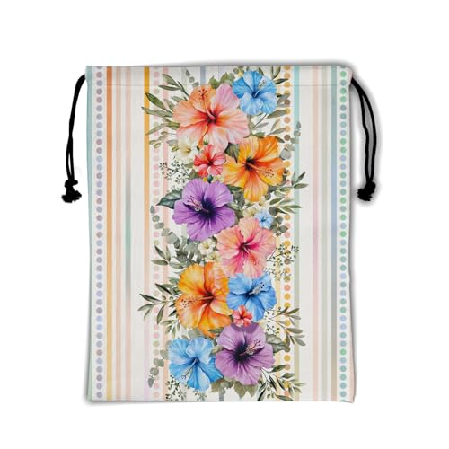 Image of Hibiscus Flowers Gymnastics Grip Bag Small Drawstring Gym Bag for Gymnasts Dancer Holding