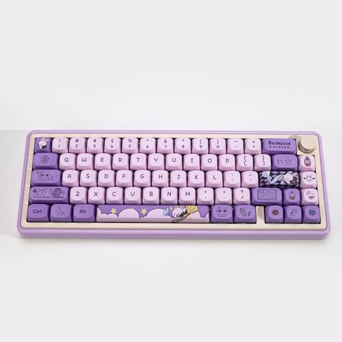 Image of Magic Bunny Keycaps Set,139 Keys KOA Profile Dye-Sublimation Purple Anime Keycaps with 7U /Split Spacebar for Alice / 61 /64 /68 /84 /87 /100 /104 /108 Mechanical Keyboard