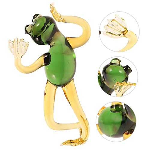 Orfofe Frog Crystal Ornament Hand Decor Glass Animals Miniatures Frog Paperweight Miniature Frog Figure Realistic Frog Figurine Frog Figurine Decoration Desktop Figures Desktop Crafts Toy #TOP4