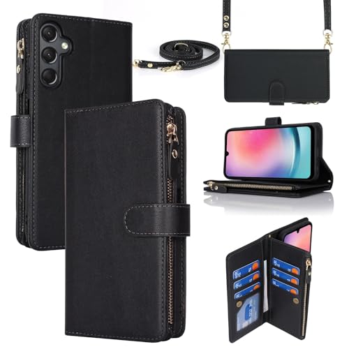 Housse portefeuille Samsung A25 5G étui cuir noir fermoir magnétique béquille
