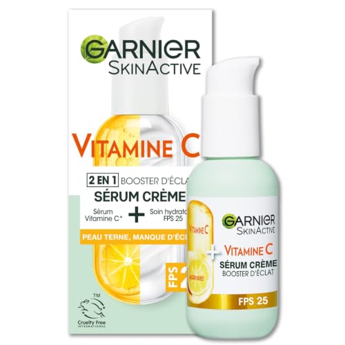 Garnier - 2-in-1-Creme-Serum Feuchtigkeit & Glanz angereichert mit Vitamin C Für dunkle & müde Haut 50 ml