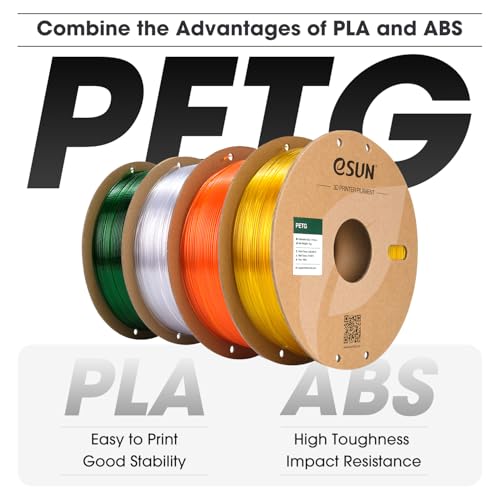 Image of eSUN PETG Filament 1.75mm, 3D Printer Filament PETG, 1KG per Spool, 2 Spools 3D Printing Filament for 3D Printers, Solid Black + Solid White