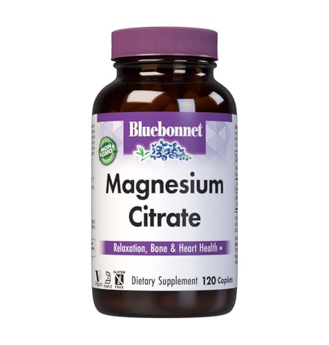 Bluebonnet Nutrition Magnesium Citrate 400mg of Magnesium Maximum Absorption Supports Immune Health & Energy Production* Soyfree Gluten-Free Non-GMO Kosher Dairy Free Vegan 120 Caplets