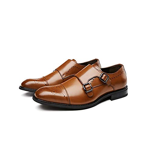 Zapatos Oxford de doble hebilla con piel perforada transpirable y suela antideslizante 4