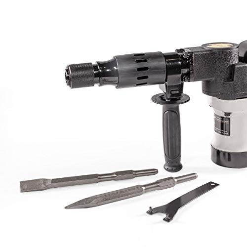 XtremepowerUS Demolition Electric Hammer Jack Hammer Handle 1000W Concrete Breaker Flat and Point Chisel Bits with Case