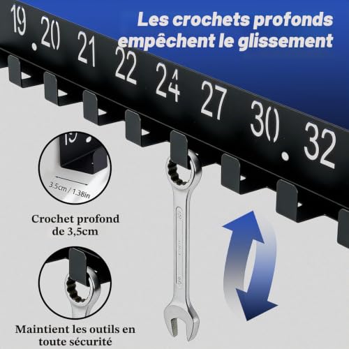 Biigdan 2 Pièces Porte Outils Mural,Support Clé Mural avec 21 Crochet – vue 4