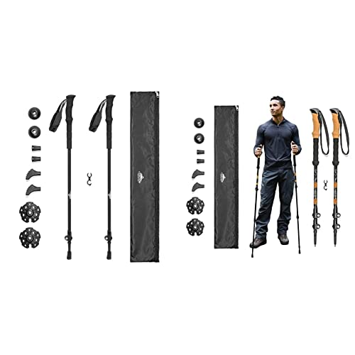 Cascade Mountain Tech Trekking Poles - Ultralight 2 Piece Carbon Fiber Walking or Hiking Sticks...