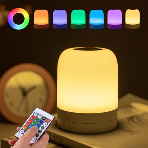 ELITUN Veilleuse Bébé,Petite Lampe de Chevet Tactile Rechargeable USB,13 Couleurs RGB Changement LED Veilleuse À Intensité Variable, Portable Lampe de Nuit...