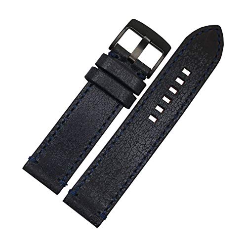 Bracelet montre cuir véritable homme 22mm souple respirant rétro