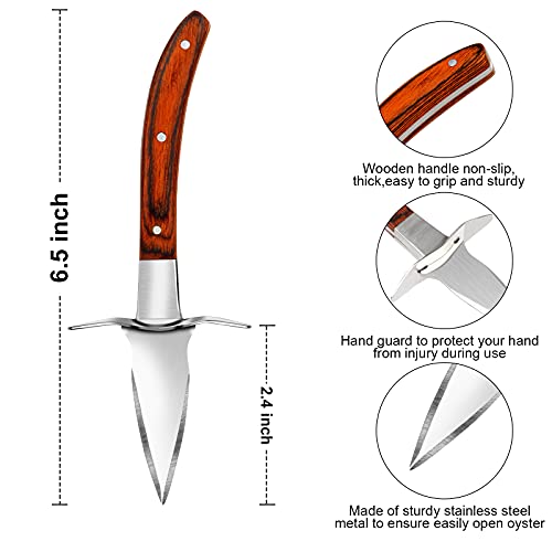 Oyster Knife and Gloves Set, Oyster Opener Tool Kit with Oyster Shucking Knife and Cut Resistant Level 5 Protection Gloves, Clam Oyster Shucker Knives with Hand Guard, Seafood Tools Gift Set of 2