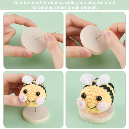 AHANDMAKER 12 Stück Häkelpuppenständer 4 Stile Aus Holz Gestrickter Puppenständer Puppenhalter Mit Holzsockel Nadel Präsentationsständer Für Puppenvitrine Actionfigurenständer