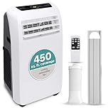 Portable Electric Air Conditioner Unit - 1150W 10000 BTU Power Plug In AC Indoor Room Conditioning System w/Cooler, Dehumidifier, Fan, Exhaust Hose, Window Seal, Wheels, Remote - SereneLife SLPAC10