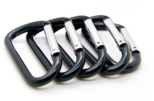 Ondepot 100 Pack Of 3 Inches Carabiner Spring Belt Clip Lot Snap Key Chain 75Mm Aluminum Color, Black/Blue/Silver/Mix Color (Black 3" (100 Pack)) #TOP4
