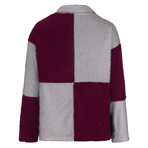 Casaco feminino de inverno felpudo camisa xadrez jaqueta lapela frente aberta casual quente leve jaq