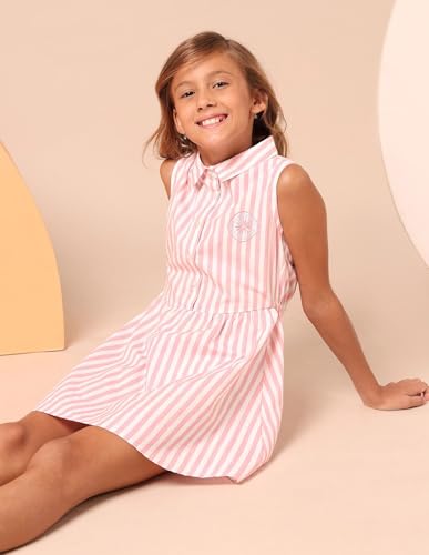 Image of U.S. Polo ASSN. Kids Dress for Girls - 100% Cotton, Sleeveless, Striped Pattern, Casual Girls Dress