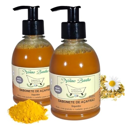 Kit 2 Sabonetes Líquidos de Açafrão Artesanal Trata Acne Foliculite e Depila