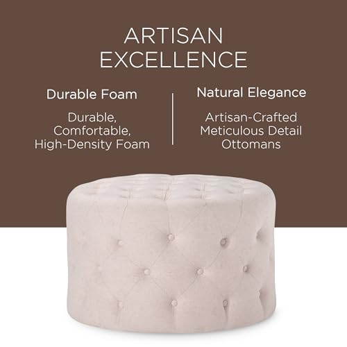 Maven-Lane-Marcy-Traditional-Large-Round-Ottoman-Cushioned-Footrest-for-Living-Room-Couch-Chair-or-Dorm-Room-in-Rustic-Cream-Fabric-Upholstery Maven Lane Marcy Traditional Large Round Ottoman Cushioned Footrest for Living Room Couch Chair or Dorm Room in Rustic Cream Fabric Upholstery