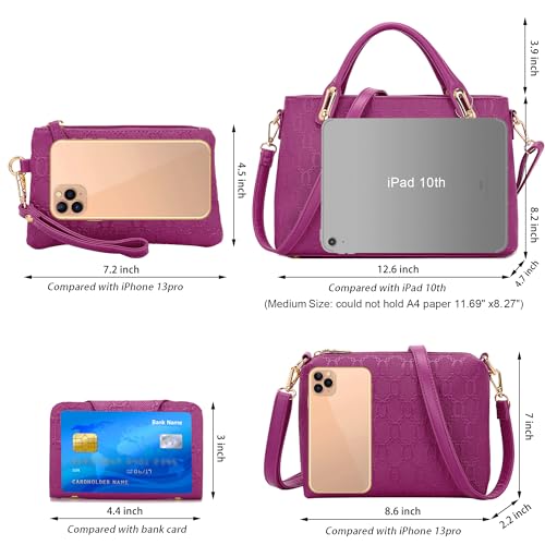 Image of Purse for Women Fashion Medium Shoulder Bag Crossbody Handbag Set 4PCS | Stylish Style,Chain Texture Design,with a Crossbody Strap,4-in-1 Multi-Style Purse Set